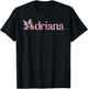 Adriana Initial A Spring Floral And Wings Name T-Shirt - T-Shirt | Black