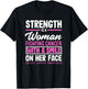 Strength Woman Fighting Cancer Breast Cancer Awareness T-Shirt - T-Shirt | Black
