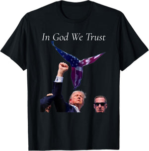 Trump Angel Flag "In God We Trust" T-Shirt - T-Shirt | Black