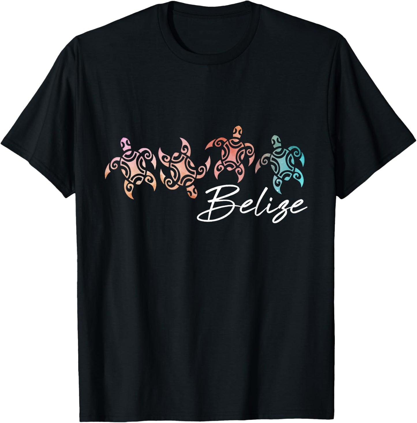 Belize Souvenir Tribal Sea Turtles T-Shirt - T-Shirt | Black
