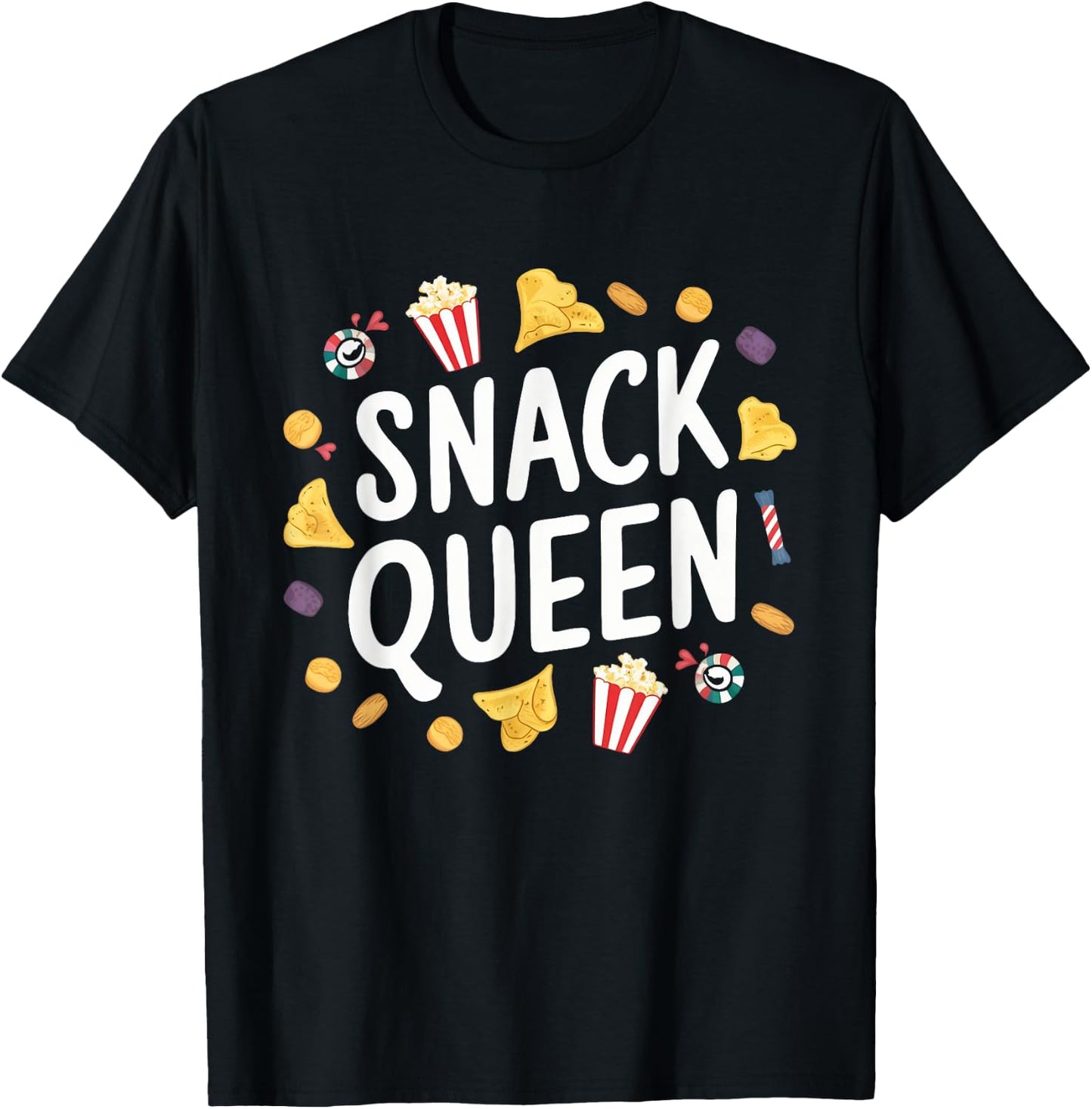 Snack Queen Baking Cooking Eating Food Lover Women Girls T-Shirt - T-Shirt | Black