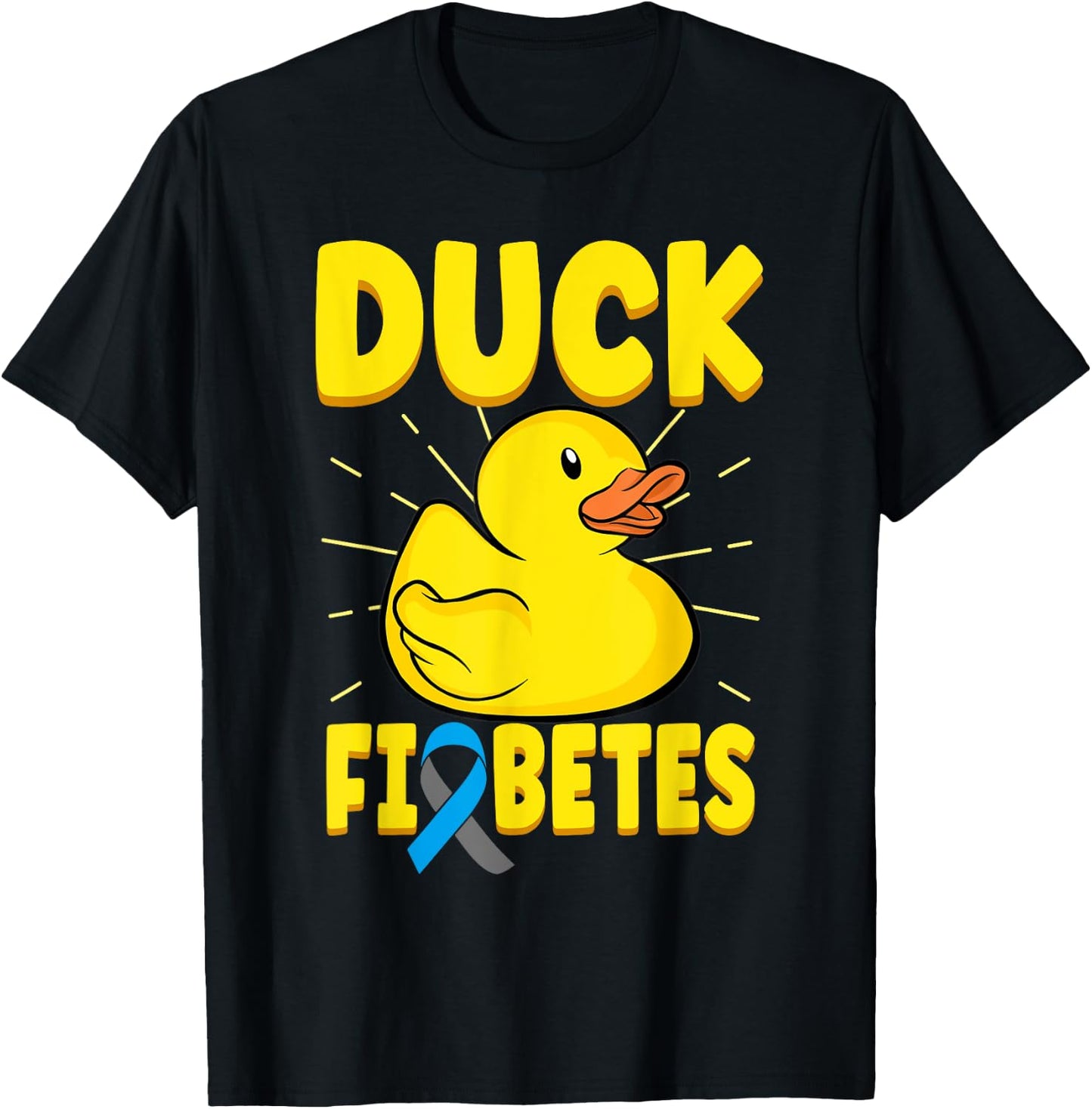 Duck Fiabetes Funny Yellow Duck Diabetic Diabetes Awareness T-Shirt - T-Shirt | Black