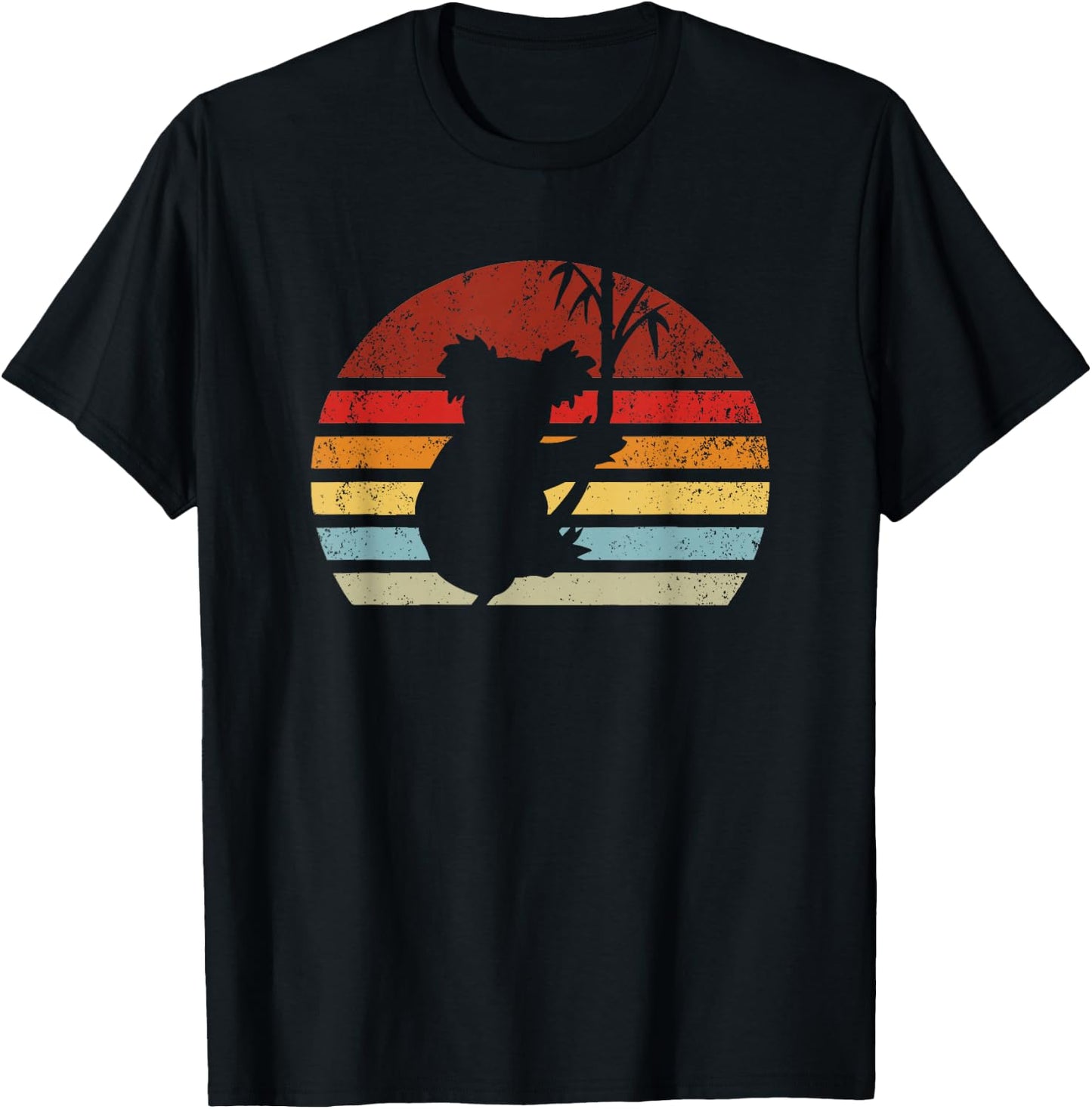 Retro Sunset Koala Bear Australian Wildlife Eucalyptus T-Shirt - T-Shirt | Black