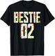 Bestie 1 Bestie 2 Matching Best Retro Flower Twinning Friend T-Shirt - T-Shirt | Black