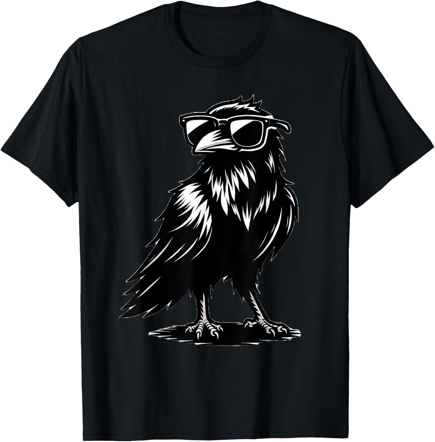 Crow Raven Bird Wearing Sunglasses T-Shirt - T-Shirt | Black