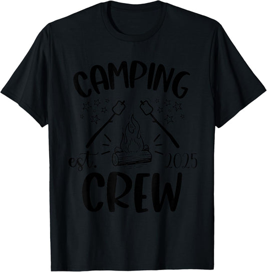 2025 Camping Crew Shirt Family Camping Trip Campfire T-Shirt - T-Shirt | Black