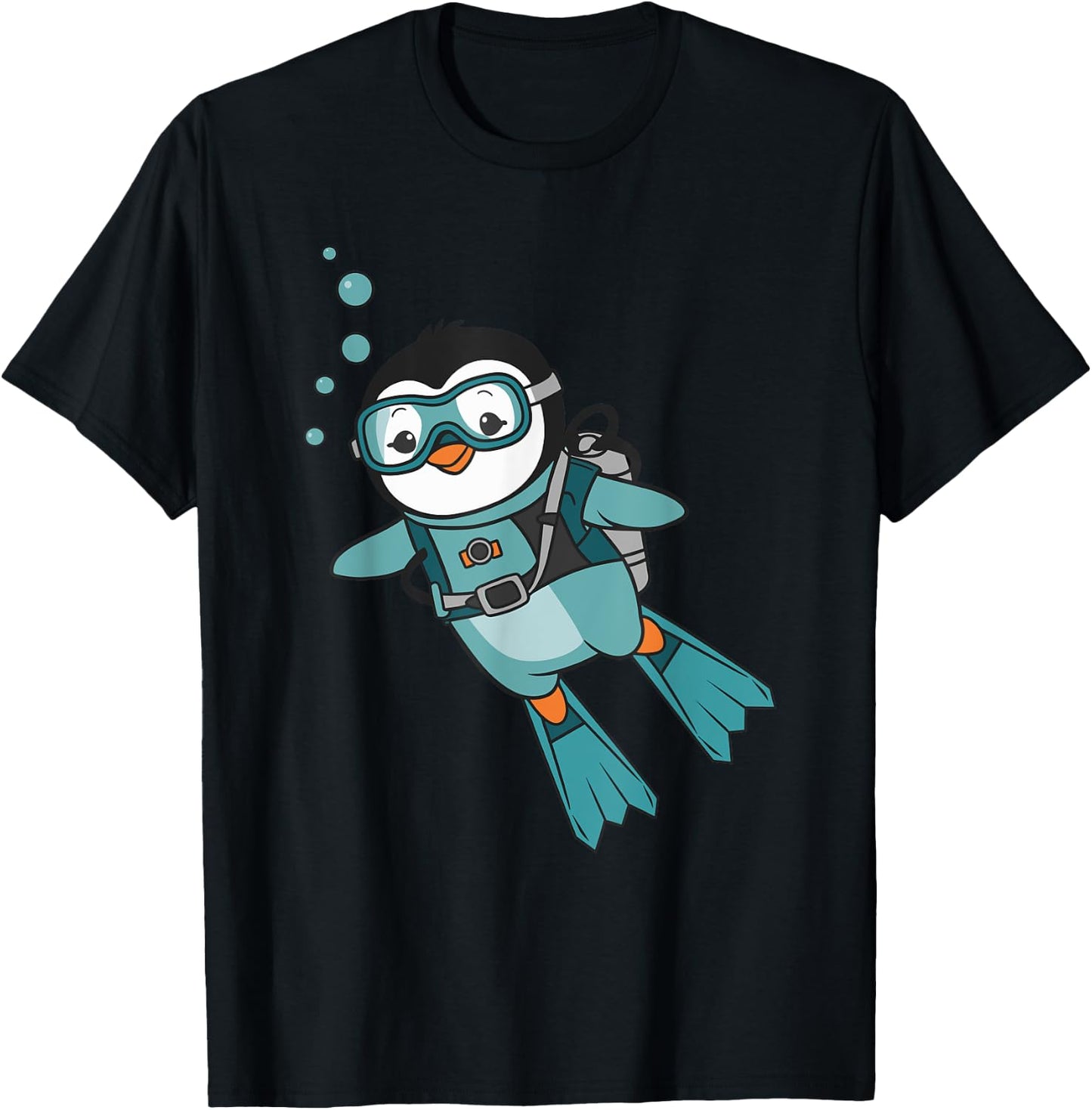 Cute Scuba Diving Penguin T-Shirt - T-Shirt | Black
