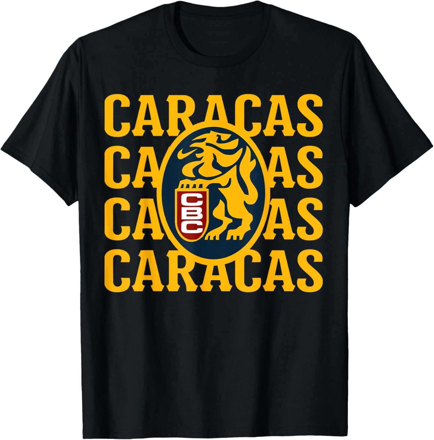 Sweet-Lemon Graphic Apparels -Adults Baseball Fans , Black, Small, Short Sleeve, Modern Classic, Lion Theme, Leones del Caracas Logo T-Shirt - T-Shirt | Black