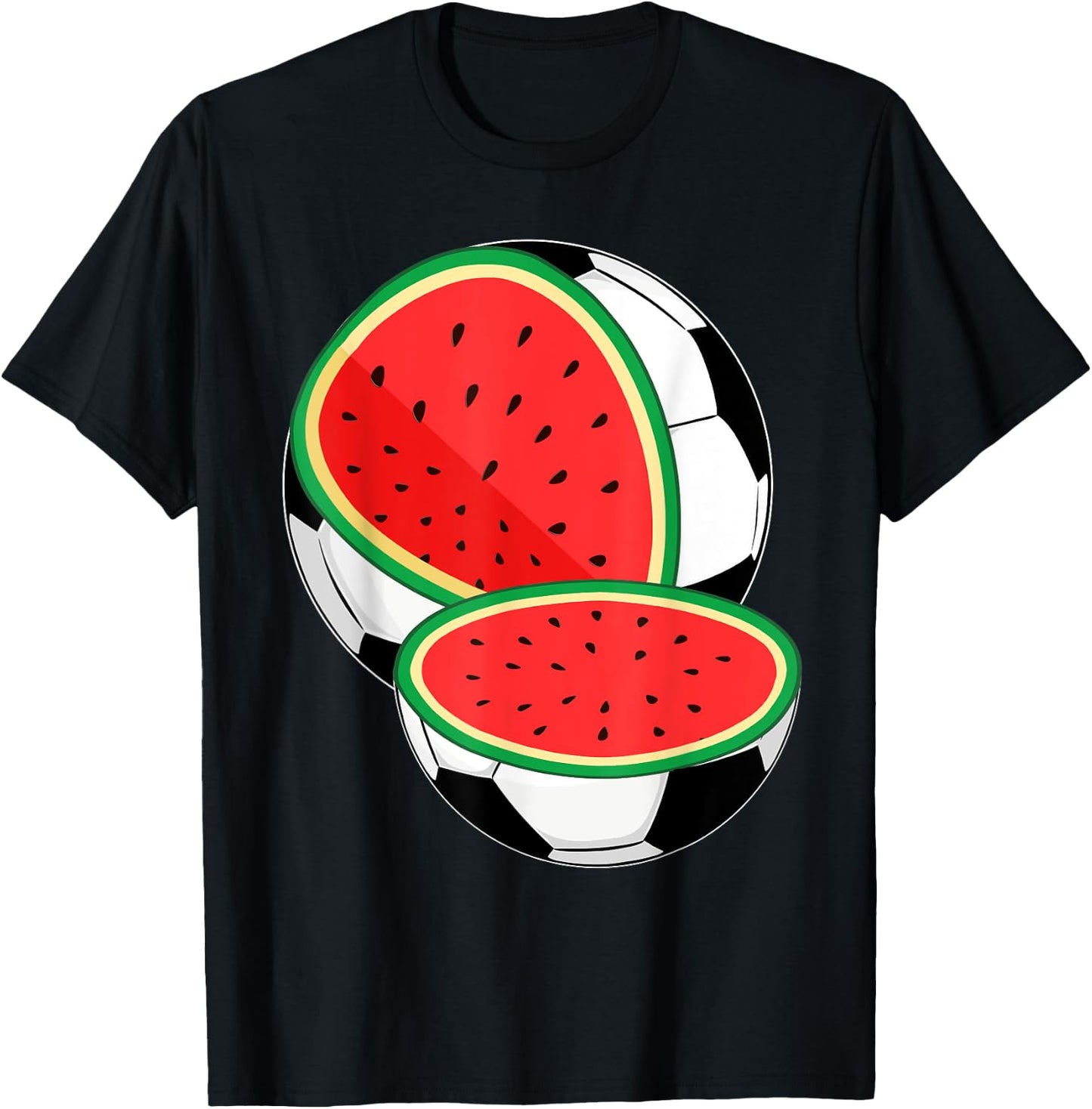 Funny Watermelon Soccer Ball Tropical Melon Summer Vibes Men T-Shirt - T-Shirt | Black