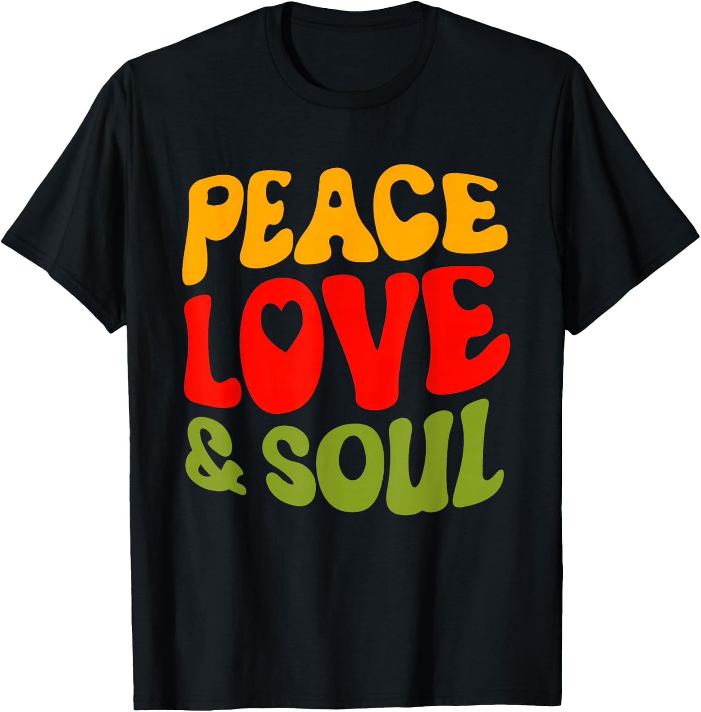 Groovy Peace Love & Soul R&B Music Retro Vintage 90s Lovers T-Shirt - T-Shirt | Black