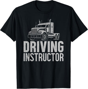 Semi truck driving instructor, truck driver, driving teacher T-Shirt - T-Shirt | Black