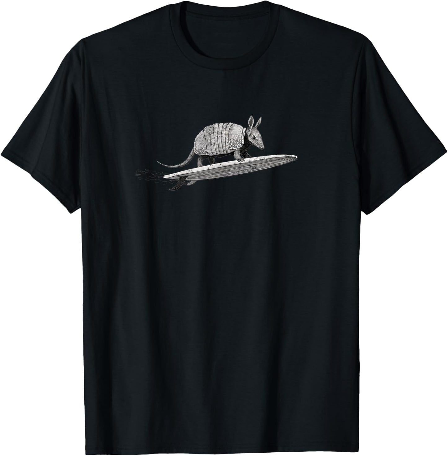 Armadillo Surfing Distressed Sketch T-Shirt - T-Shirt | Black