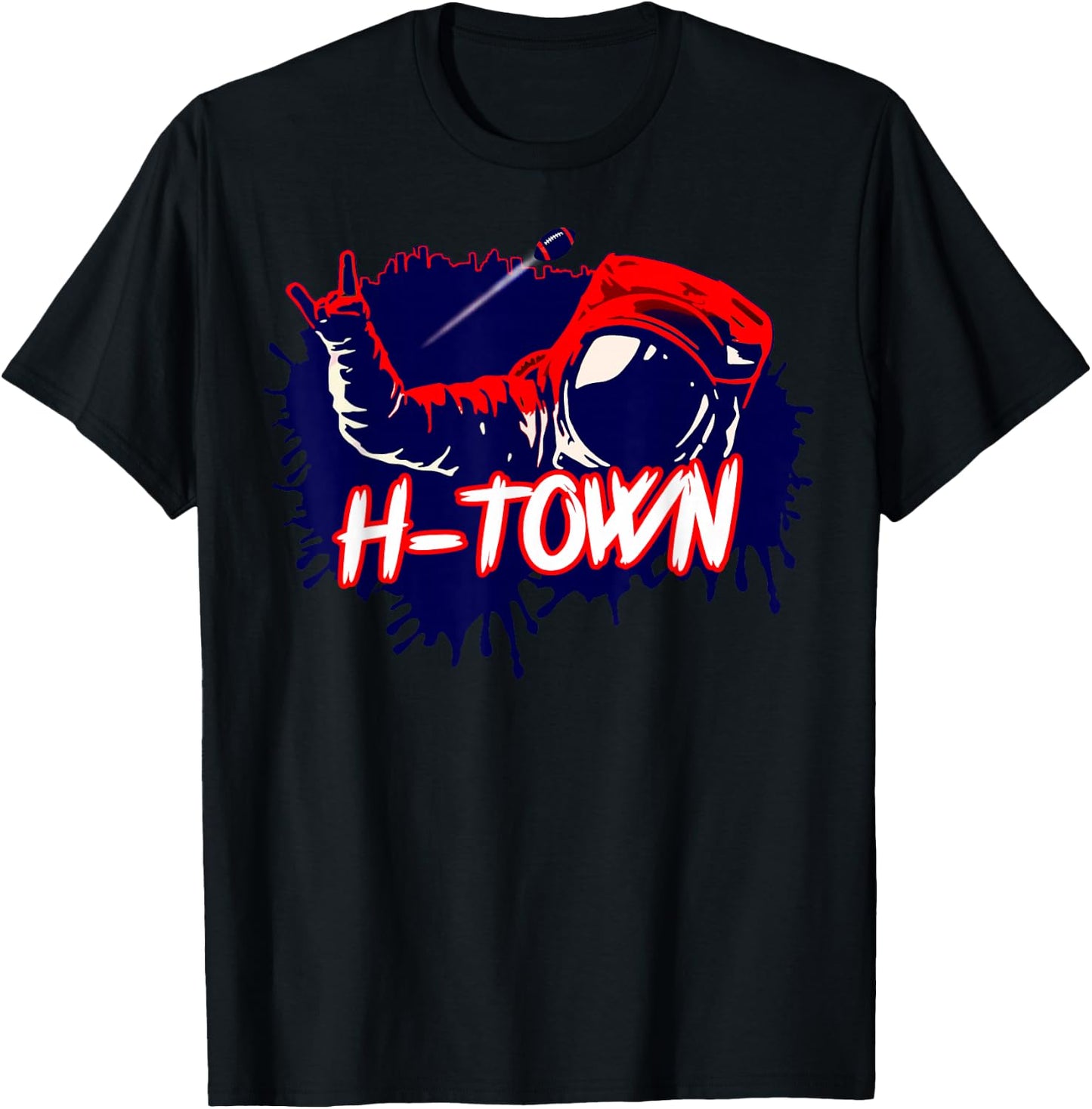 Houston Texas Astronaut H-Town Hand Sign - Houston Football T-Shirt - T-Shirt | Black