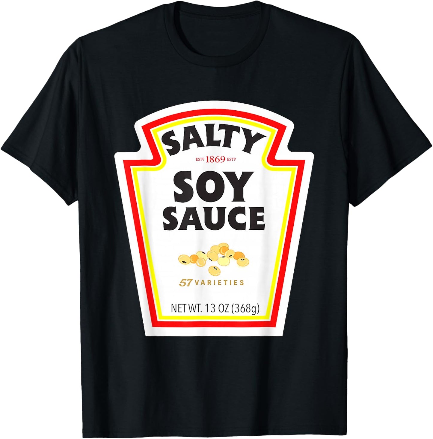 Easy Halloween Matching Costume Salty Soy Sauce Bottle Label T-Shirt - T-Shirt | Black