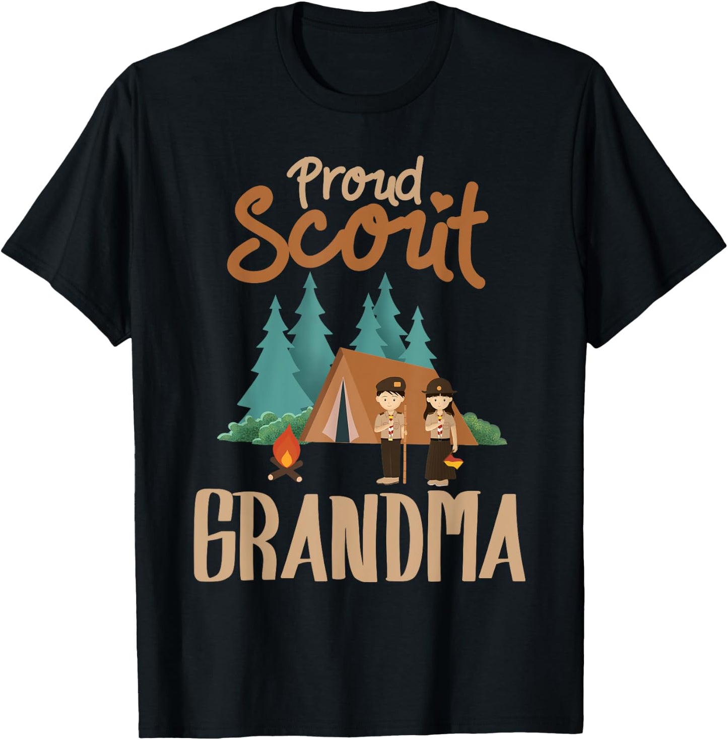Proud Scout Grandma Camping Scout Scouting Leader Adventure T-Shirt - T-Shirt | Black