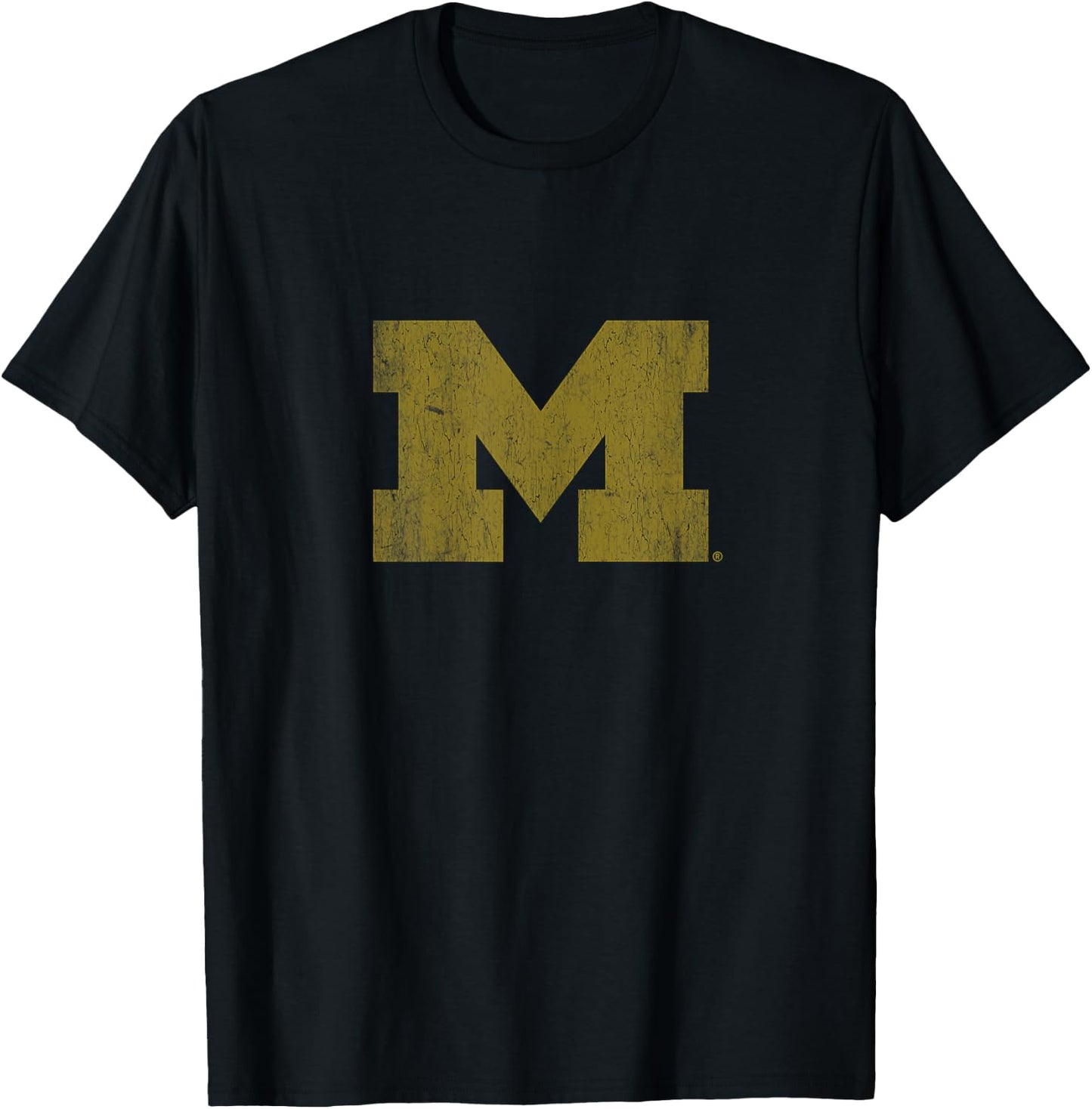 University of Michigan Wolverines U of M Simple Distressed T-Shirt - T-Shirt | Black