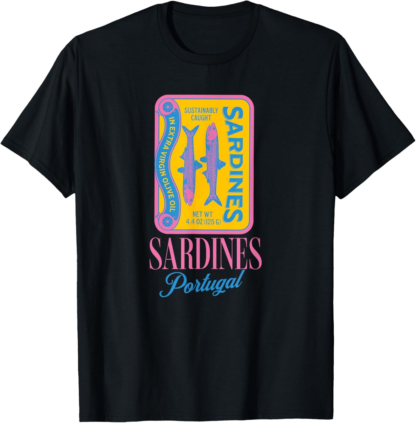 Tinned fish tinned sardines tin fish Portugal Italian summer T-Shirt - T-Shirt | Black