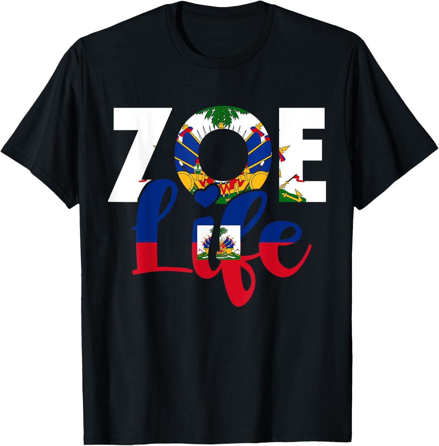 Haiti Flag Zoe Haitian Life Haiti Souvenir T-Shirt - T-Shirt | Black