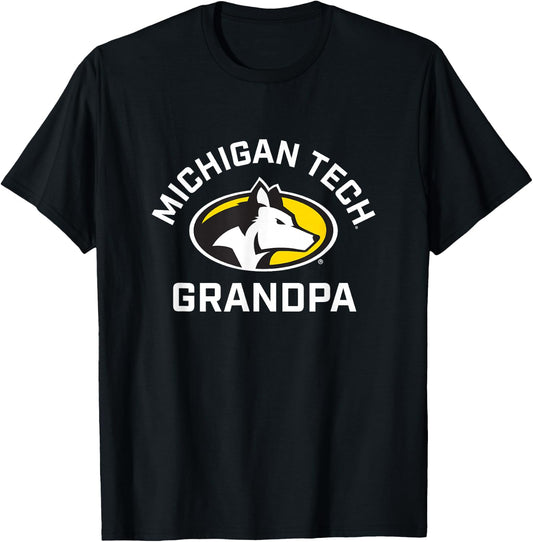 Michigan Tech Huskies Arched Grandpa T-Shirt - T-Shirt | Black