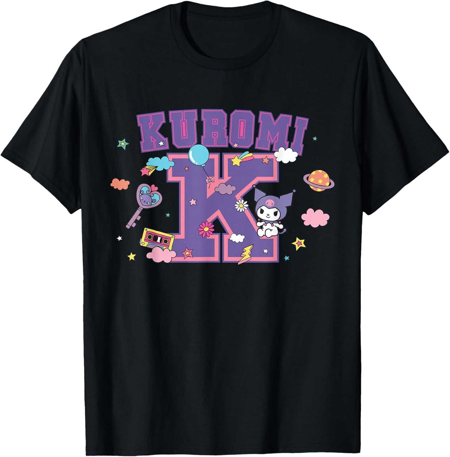 SANRIO Kuromi Varsity Letter K T-Shirt - T-Shirt | Black