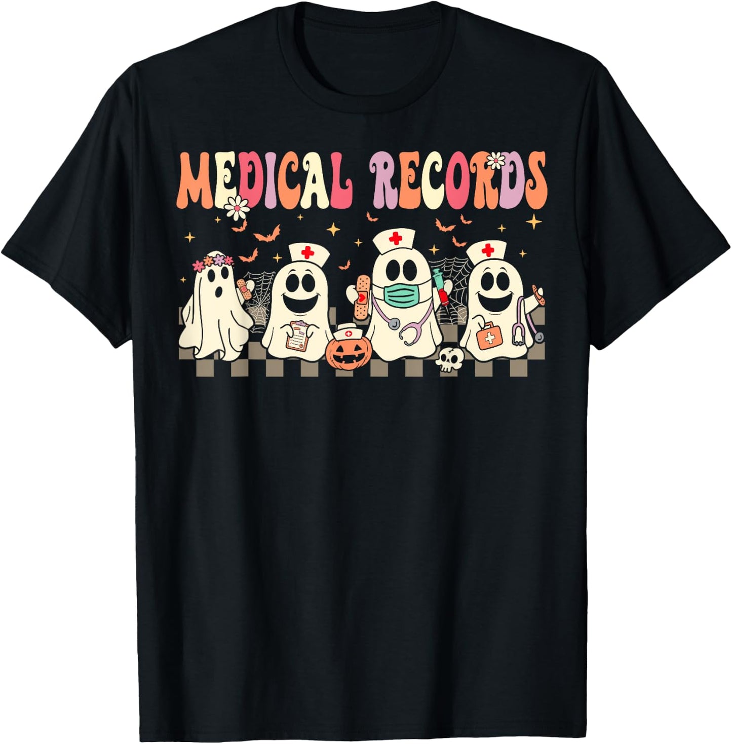 Medical Records Boo Crew Funny Medical Records Halloween T-Shirt - T-Shirt | Black
