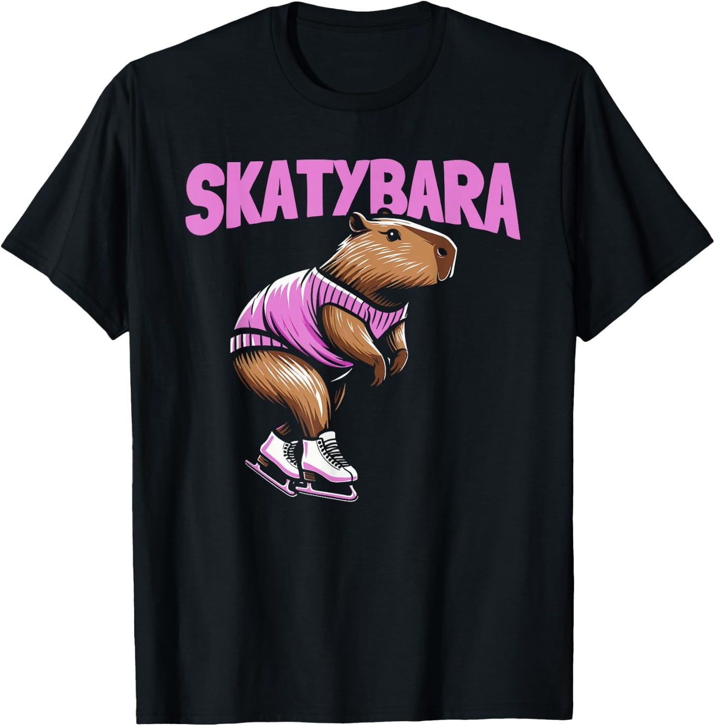Skatybara Skates Skater Skate Figure Skating Capybara T-Shirt - T-Shirt | Black