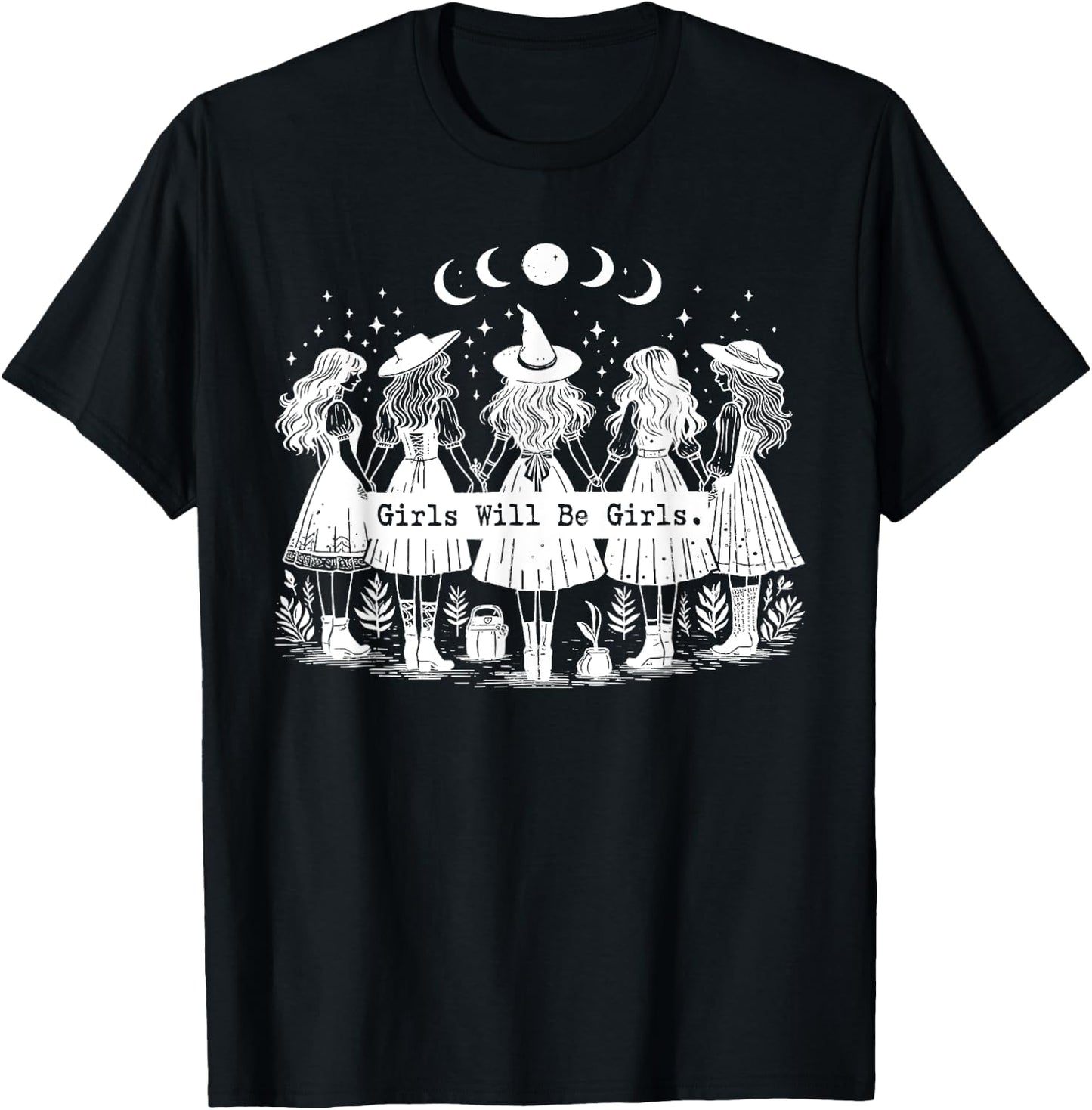 Trick Or Treat Witch Witches Girl Will Be Girls Halloween T-Shirt - T-Shirt | Black
