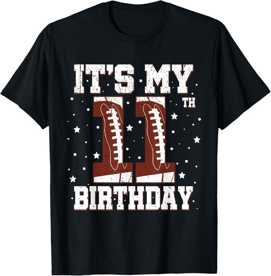 Kids It's My 11th Birthday Boy 11 Year Old Football Player T-Shirt - T-Shirt | Black