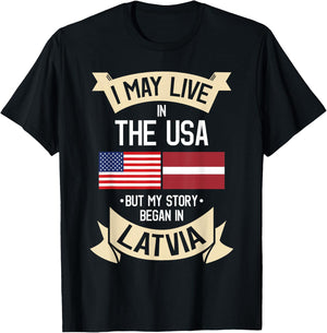 Latvia American Flag USA Latvian Roots Gifts T-Shirt - T-Shirt | Black