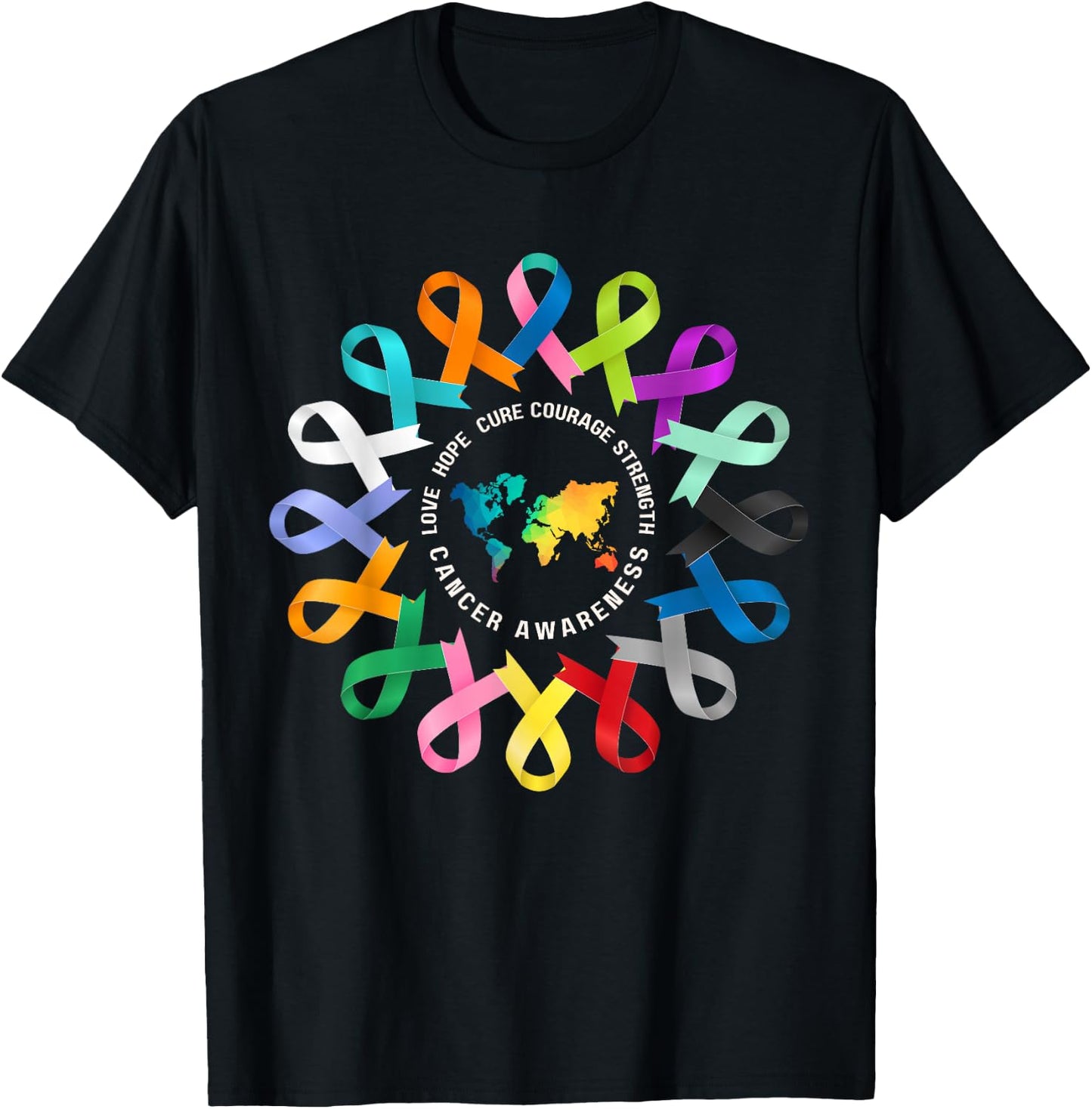 All Cancer Matters Awareness Fight Cancer Ribbon Support T-Shirt - T-Shirt | Black