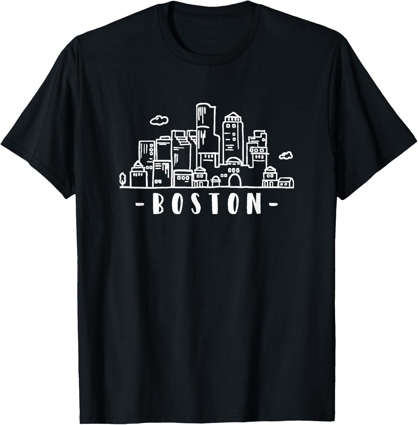 Boston Skyline - Throwback Design - Classic T-Shirt - T-Shirt | Black
