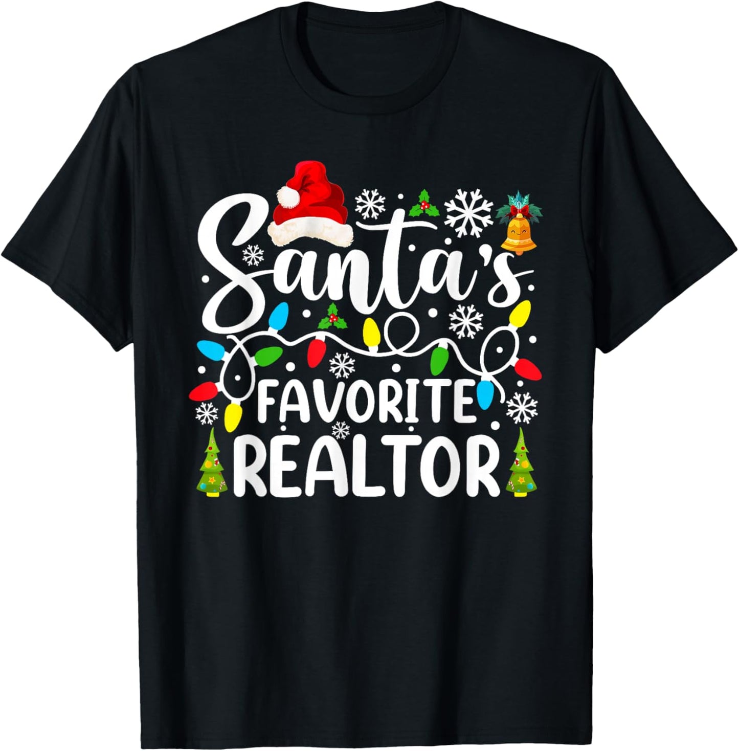 Santa's Favorite Realtor Funny Christmas Family Matching T-Shirt - T-Shirt | Black
