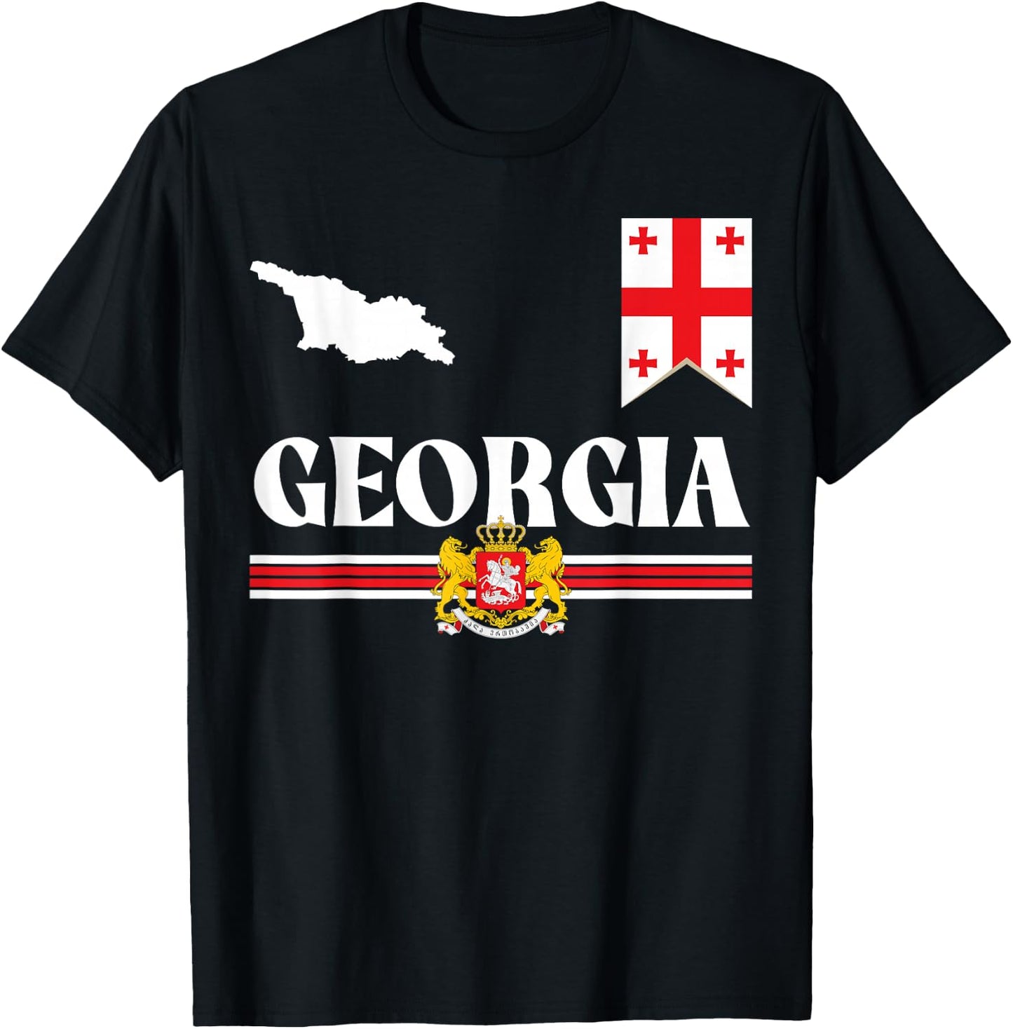 Georgia Country Flag, Georgian Culture, Georgia T-Shirt - T-Shirt | Black