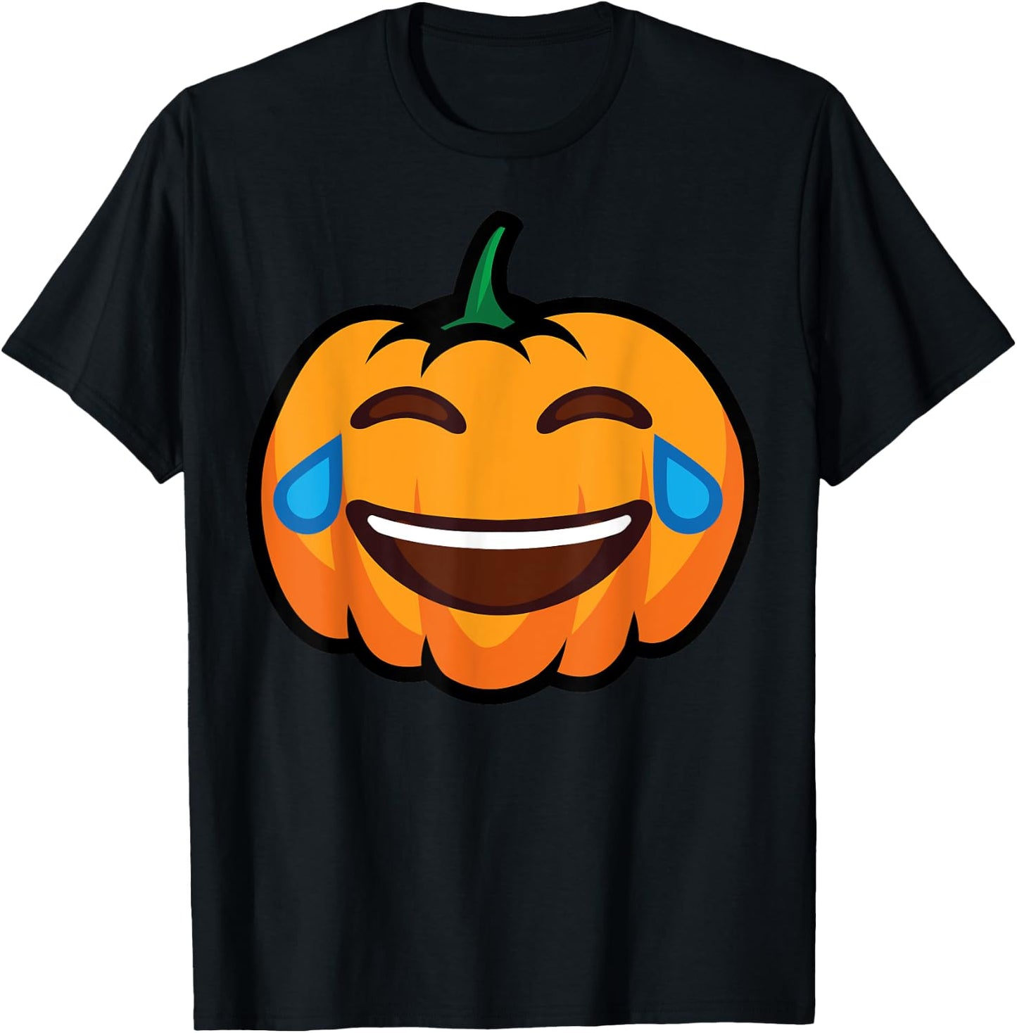 Pumpkin Two Eyes Wink Cry With Big Smile Halloween Costume T-Shirt - T-Shirt | Black