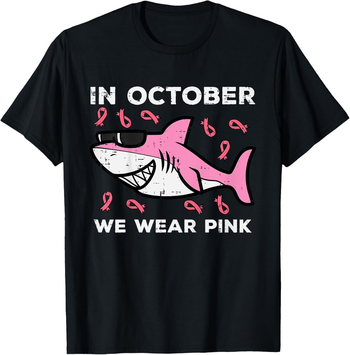 Kids Breast Cancer Shark October We Wear Pink Toddler Boys Kids T-Shirt - T-Shirt | Black