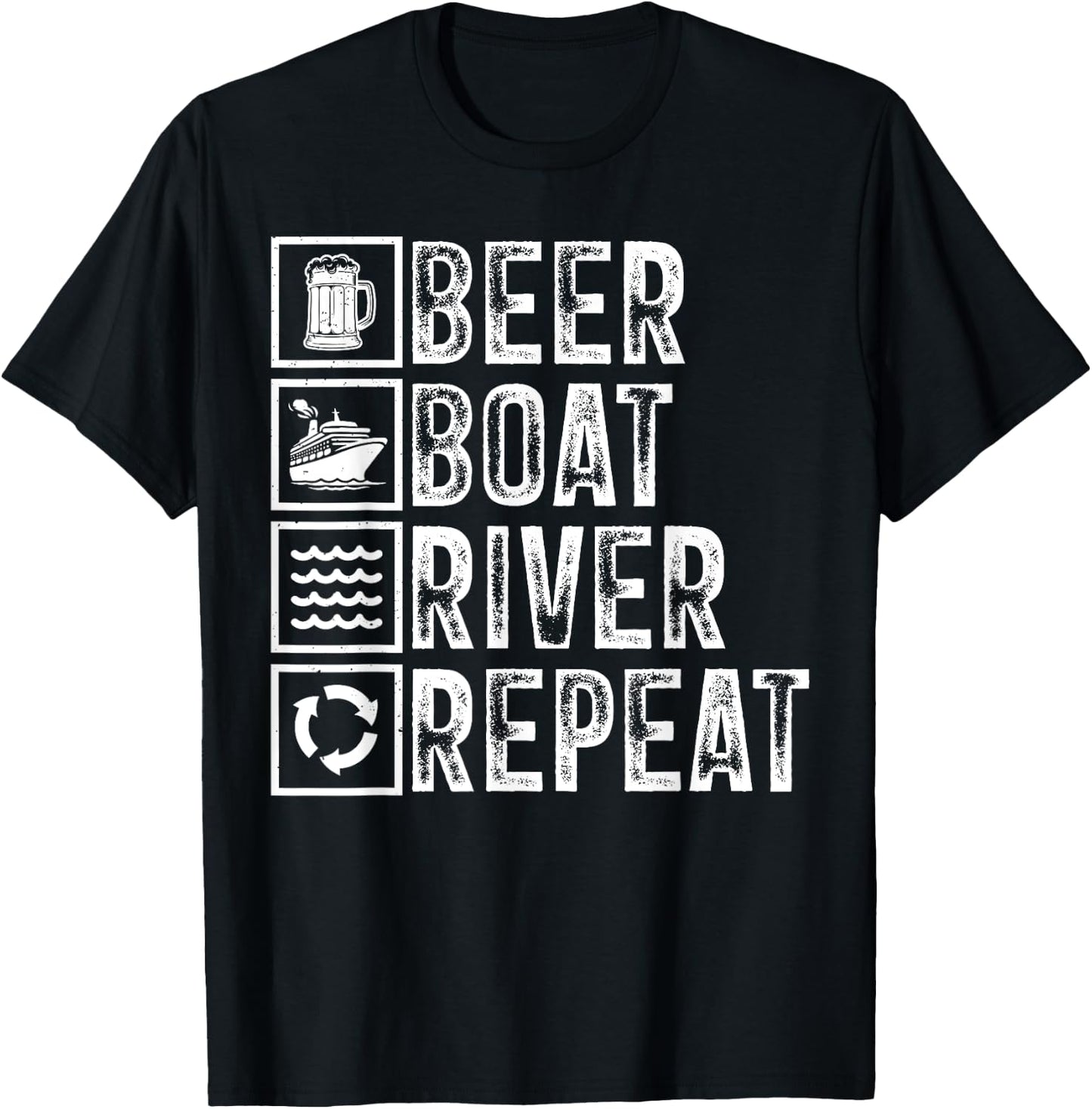 Funny Drinker River Sailing Drinking Beer Boat River Dad T-Shirt - T-Shirt | Black