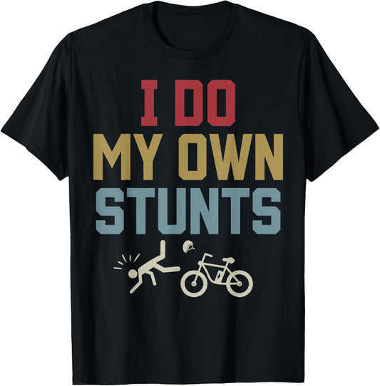 Retro I Do My Own Stunts E-Bike Funny Biking EBike Biker Men T-Shirt - T-Shirt | Black
