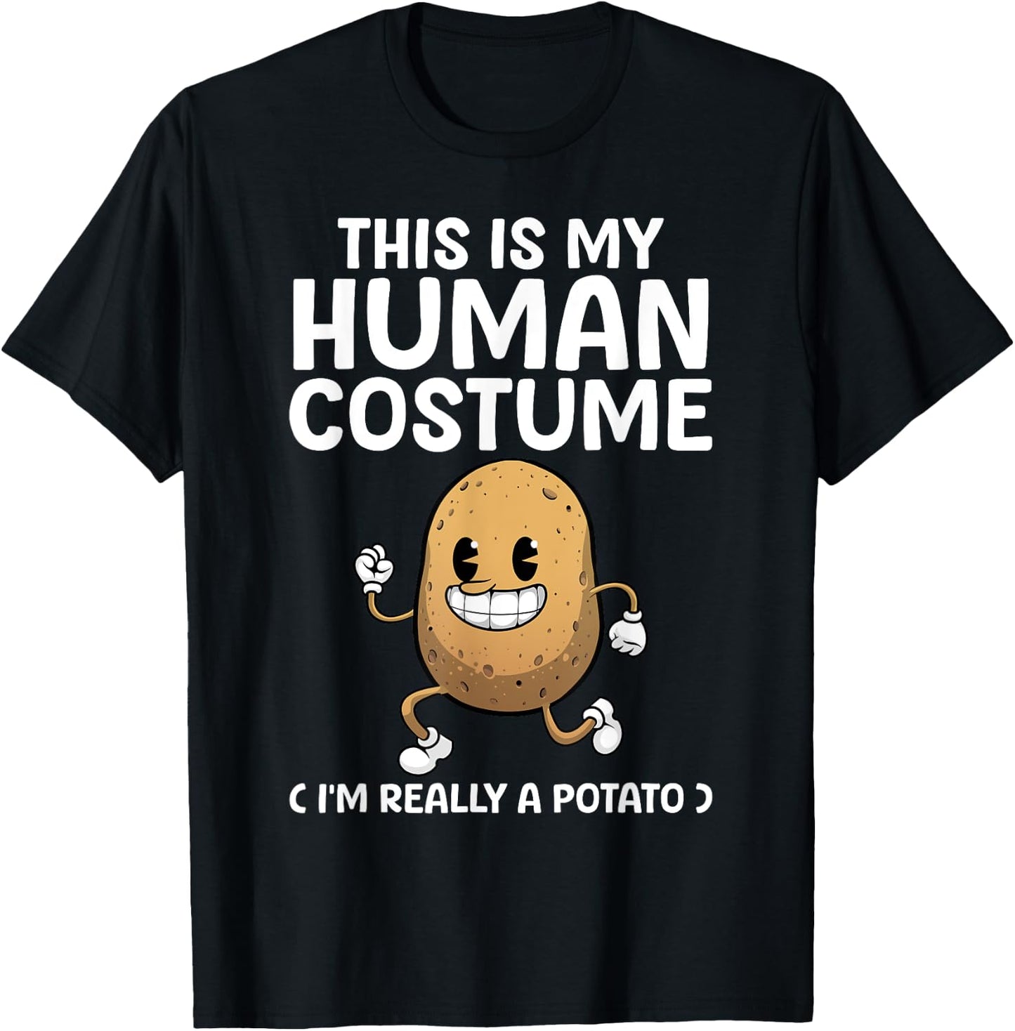Funny Potato Costume Women Kids Adult Potato Novelty T-Shirt - T-Shirt | Black