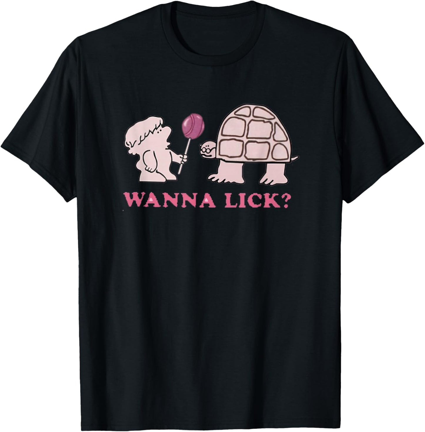 Wanna lick Owl Pink T-Shirt - T-Shirt | Black