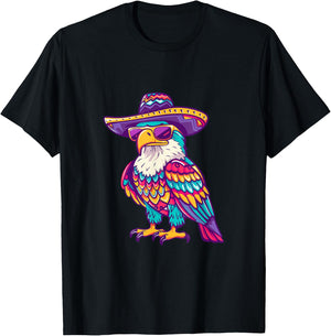 Party Eagle With Sombrero | Mexico T-Shirt - T-Shirt | Black