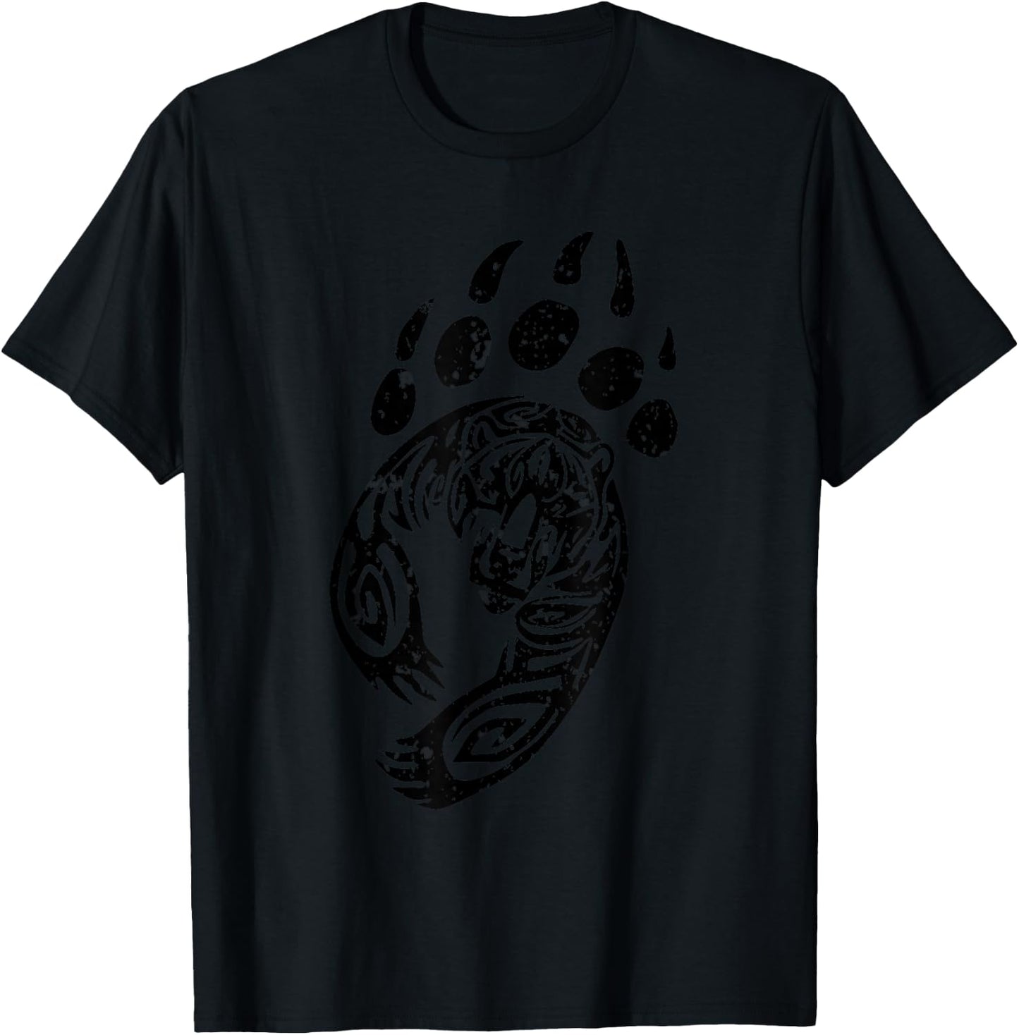 Bear Paw Print Grizzly Black Claw Art T-Shirt - T-Shirt | Black