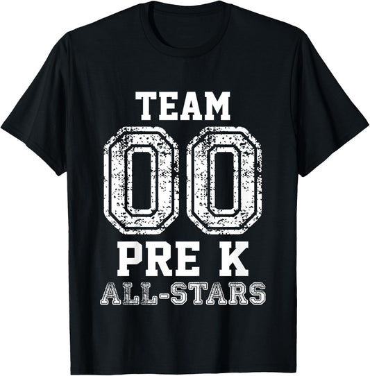 Preschool Team Pre-K All-Stars Sports Baseball Jersey T-Shirt - T-Shirt | Black