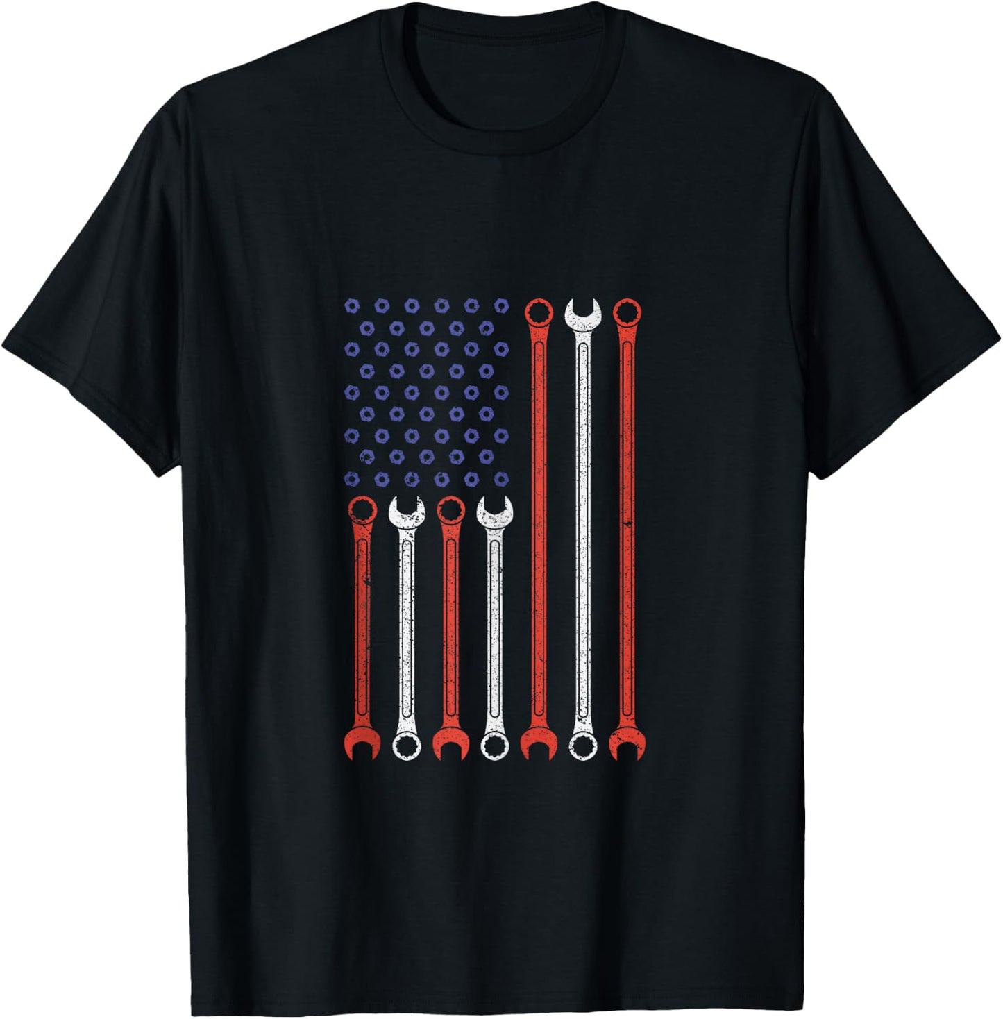 Vintage American Flag Diesel Engine Mechanic Muscle Car Love T-Shirt - T-Shirt | Black