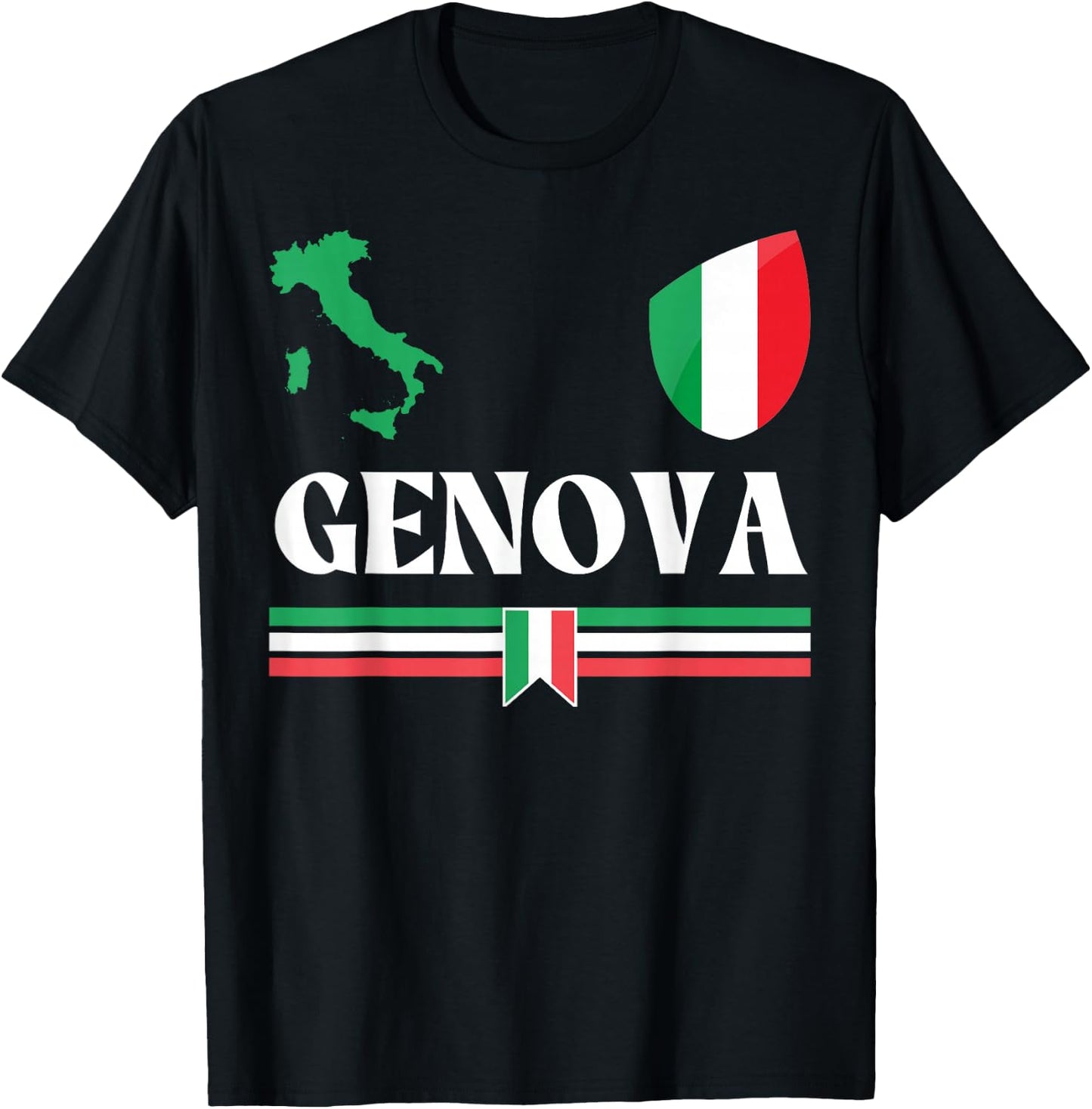 Genoa Italy Flag, Genova Italy, Genova, Genoa T-Shirt - T-Shirt | Black