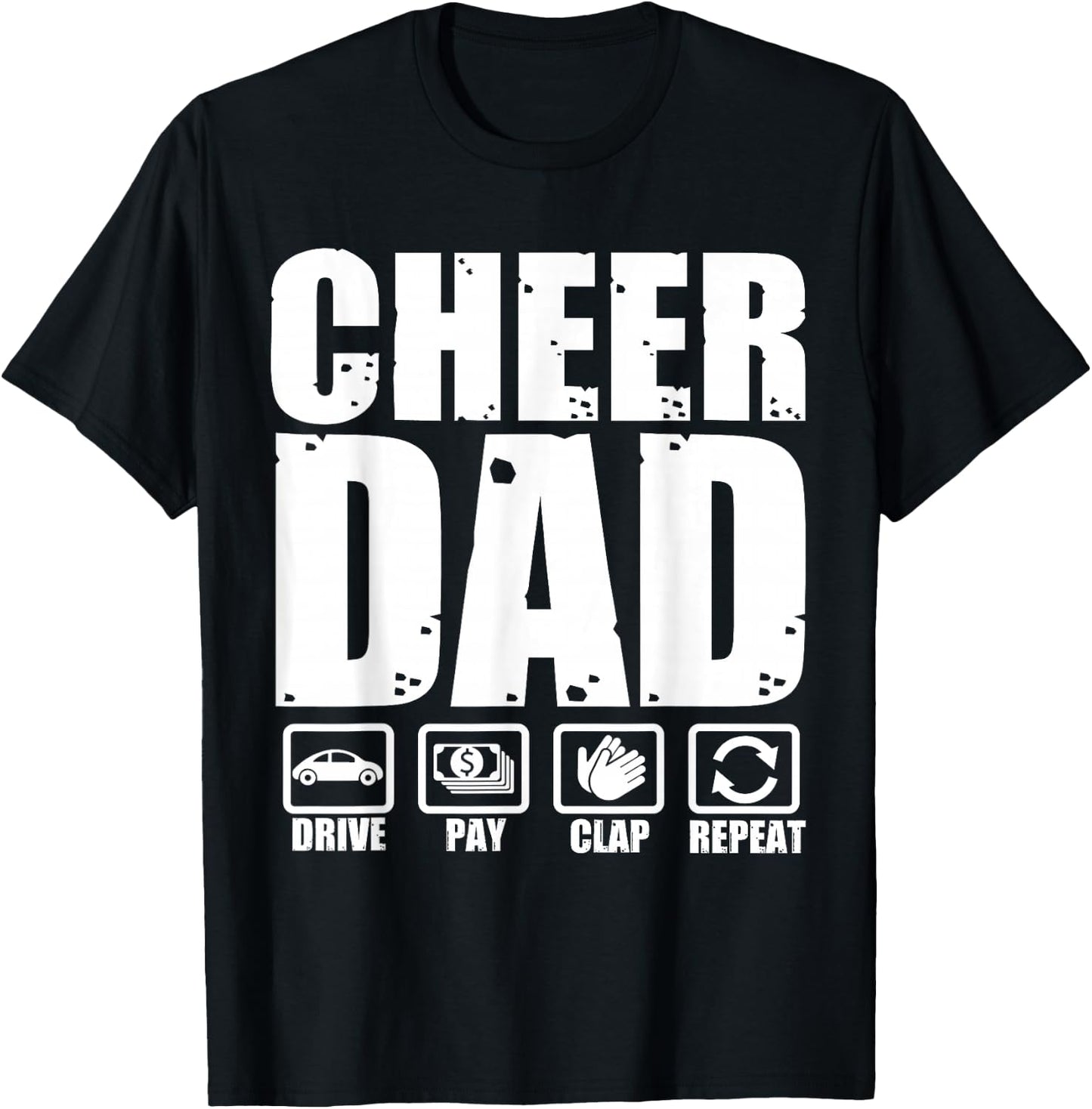 Funny Cheer Dad Proud Cheerleader Father Humor Fathers Day T-Shirt - T-Shirt | Black