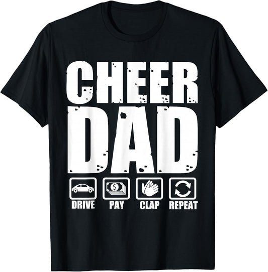 Funny Cheer Dad Proud Cheerleader Father Humor Fathers Day T-Shirt - T-Shirt | Black