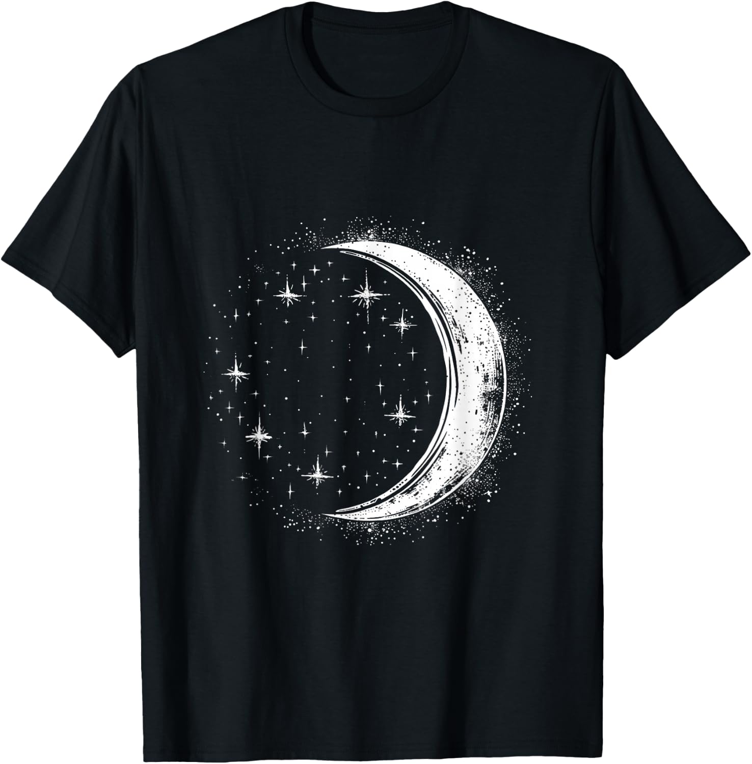 Starlight and Simple Crescent Moon T-Shirt - T-Shirt | Black