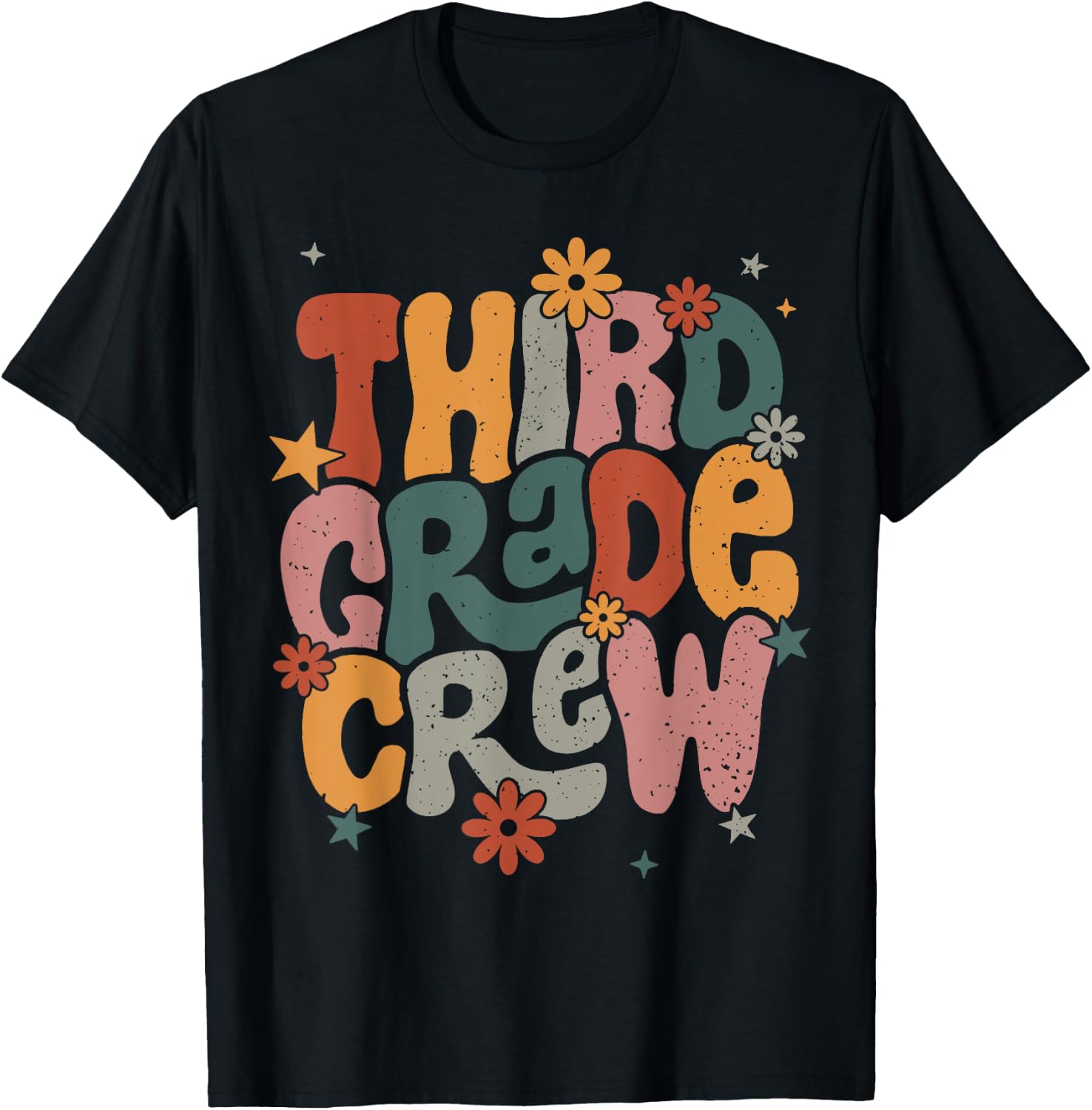 Retro Third Grade Crew Happy First Day Of School 3rd Grade T-Shirt - T-Shirt | Black