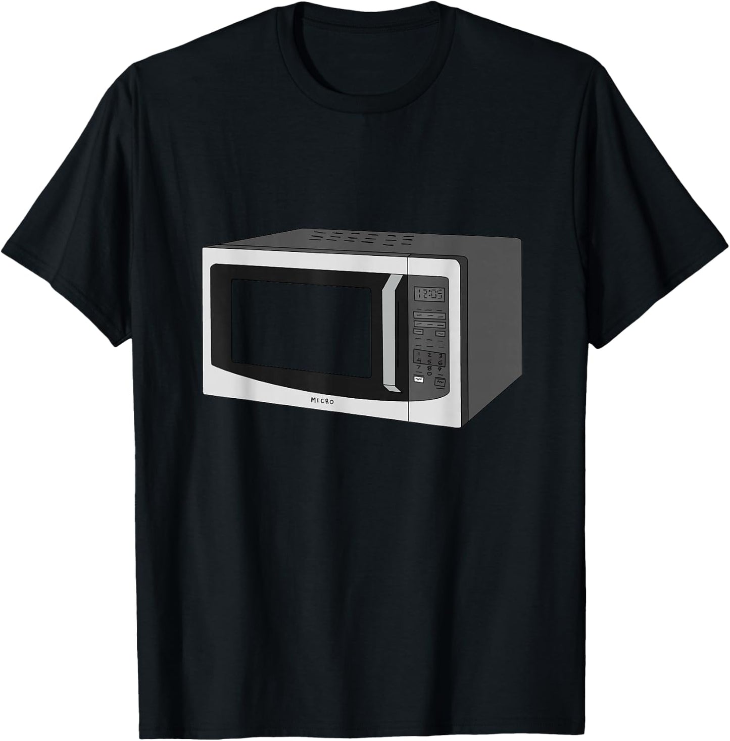 Microwave Oven Illustration Funny Chef Cooking T-Shirt - T-Shirt | Black