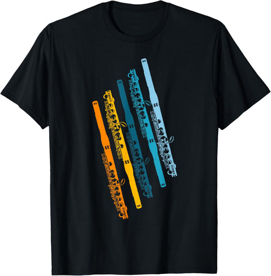 Funny Piccolo Retro Rainbow - Piccolo Player Orchestra Band T-Shirt - T-Shirt | Black